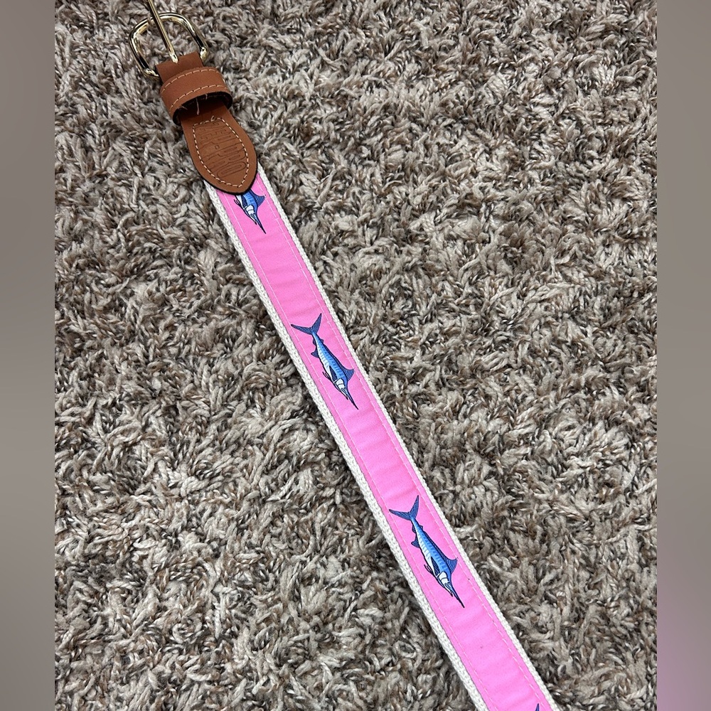 ZEP-PRO Leather Canvas Woven Ribbon Fishing Belt Marlin Pink - Picture 5 of 7
